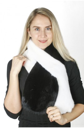 Black and white mink fur scarf